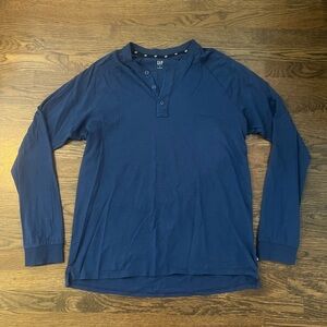 GAP Men's Blue Long Sleeve Henley